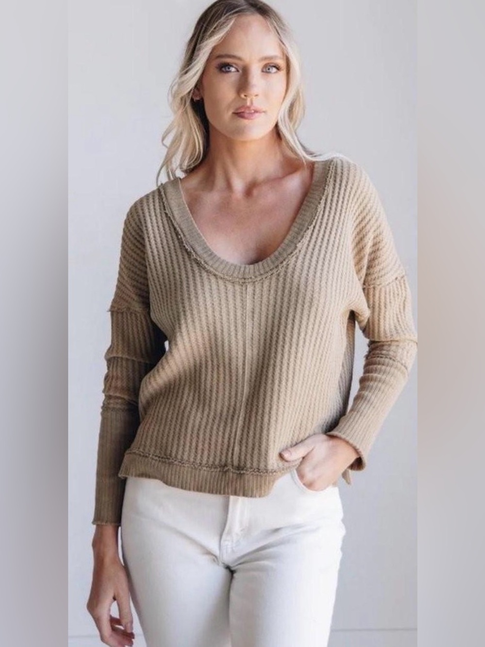 FREE PEOPLE WE THE FREE NEW MAGIC THERMAL LONG SLEEVE TOP